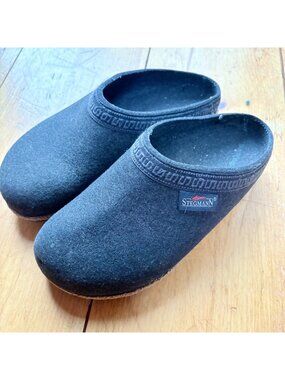 Stegmann Black Wool Felt Mule Clogs Casual Comfort Slip On W Sz 7.5